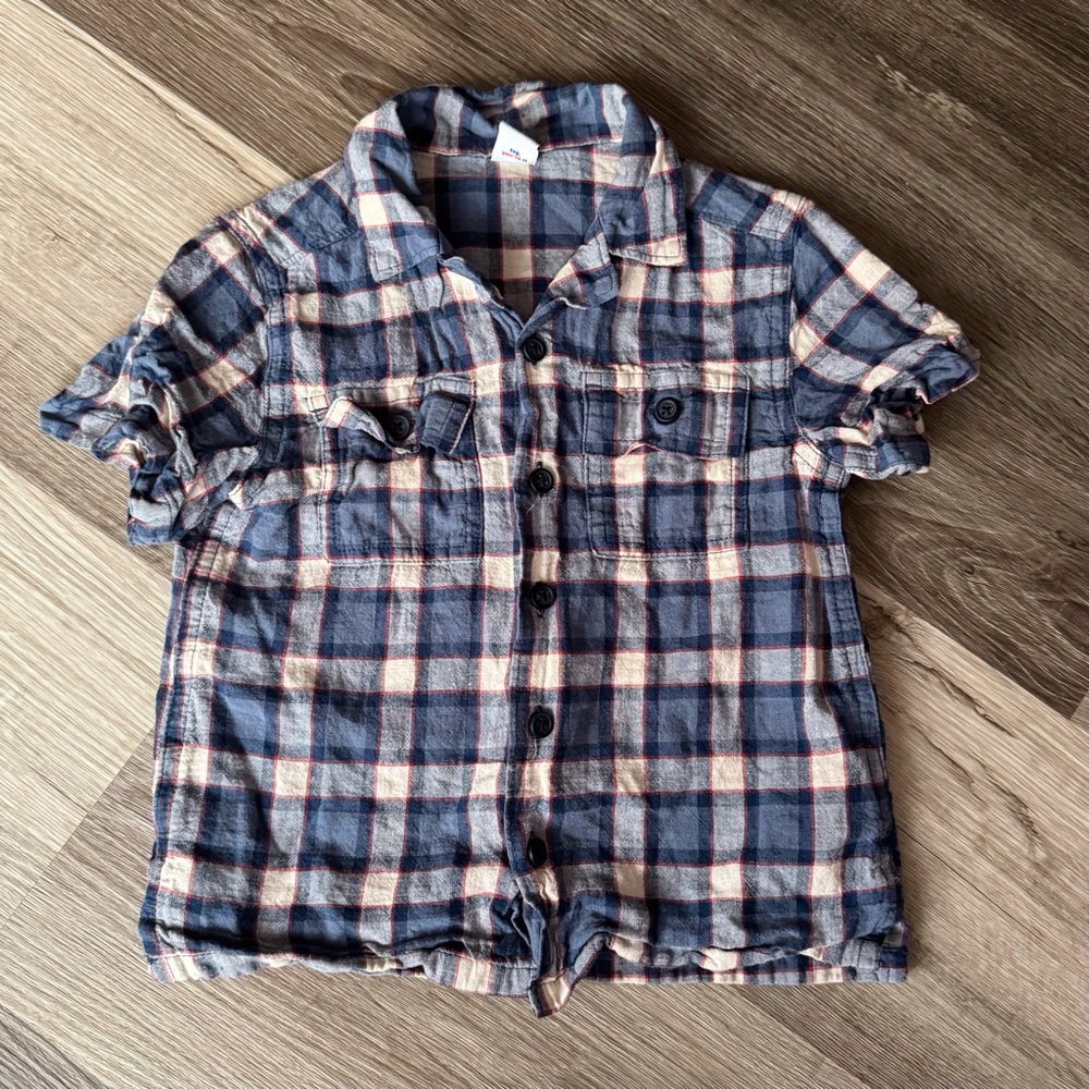 Old Navy Button Front Plaid Tee